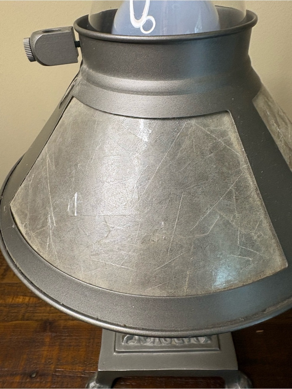 Antique-Style Silver Mica Bouillotte Hurricane Lamp - Picture 13 of 13